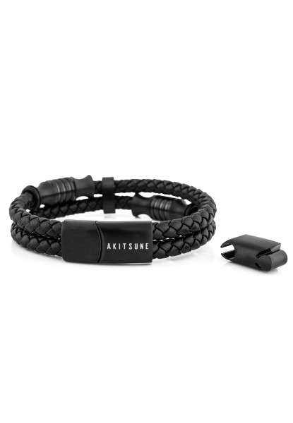 Gracilitas Bracelet en cuir noir mat - Noir