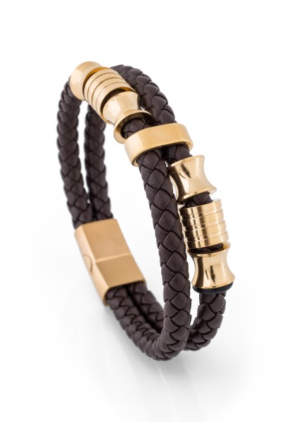 Gracilitas Leather Bracelet Gold - Brown