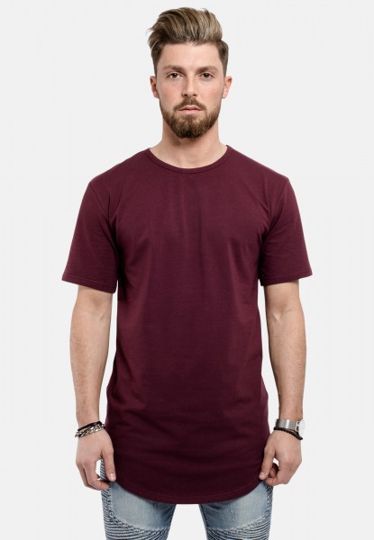 Round Longline T-Shirt Burgundy