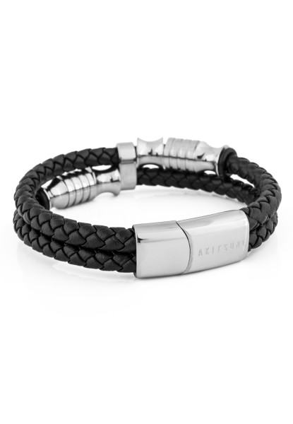 Pulsera de cuero Gracilitas Plata - Negro