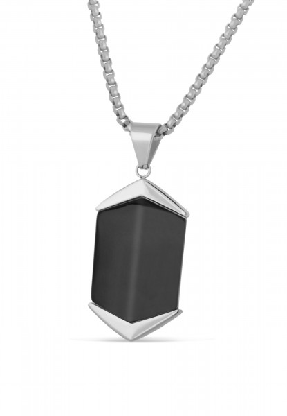 Abyss Pendant / Necklace Silver - Black 70 cm
