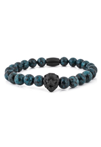 Bracelet de perles Regis noir mat - Marbre bleu