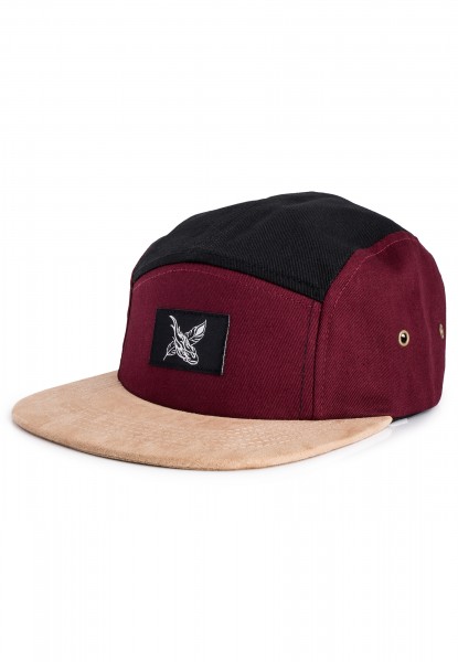 Port Elizabeth 5-Panel Cap - Maroon-Black-Suede