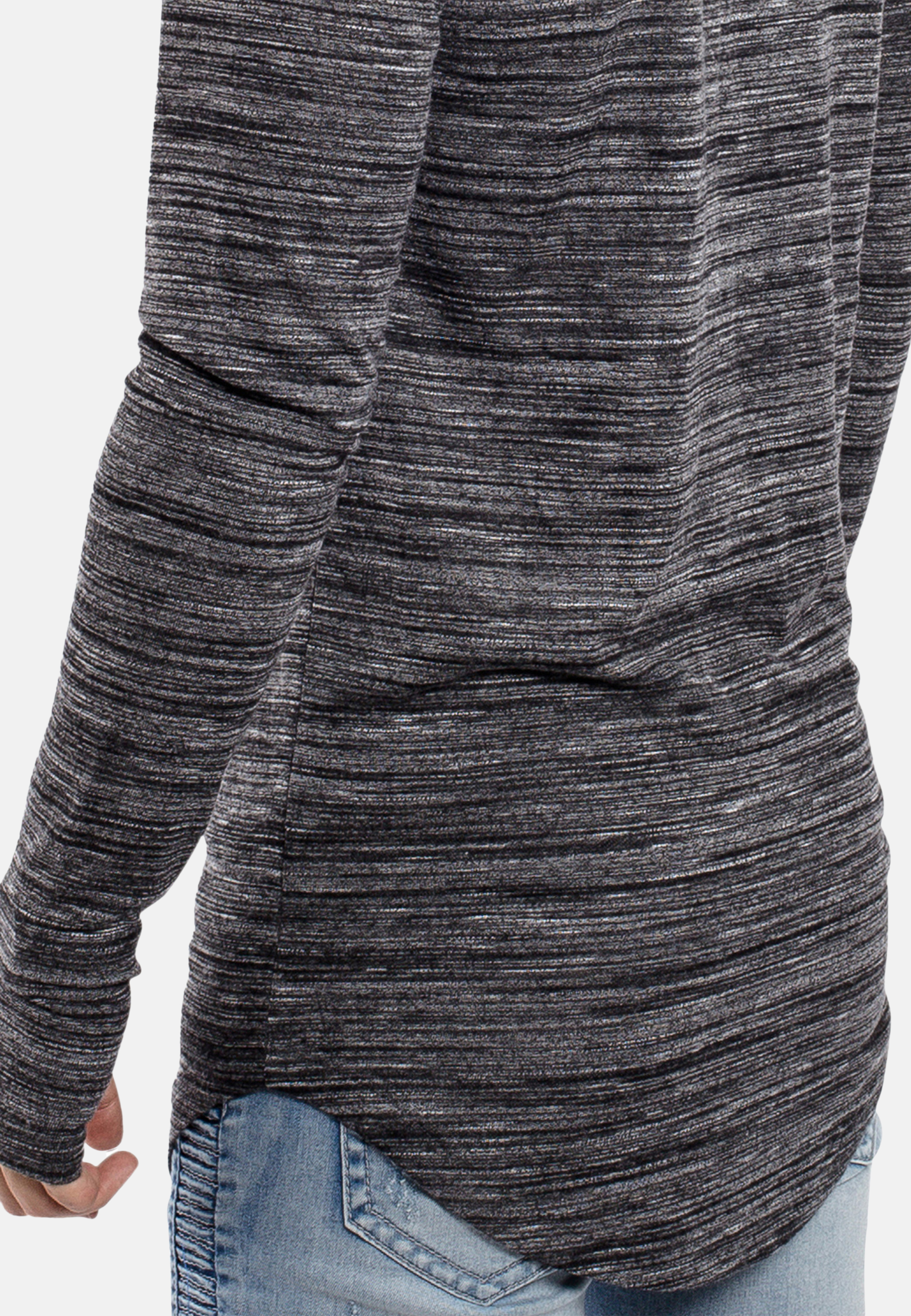 Round Long Sleeve Longline T-Shirt Black Mixed - Blackskies Online Shop ...