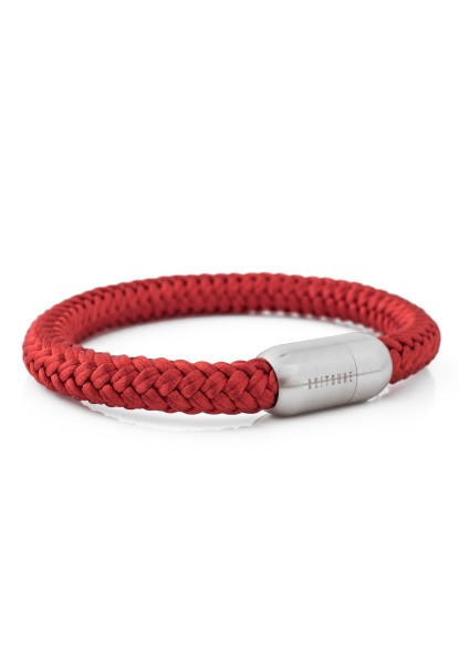 Bracelet Portus en corde marine argent mat - Rouge-vin