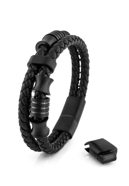 Pulsera de cuero Gracilitas Negro Mate - Negro