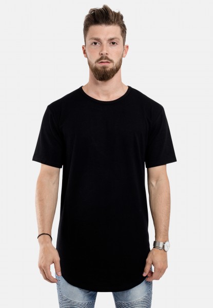 Blackskies Basic Longline Round T-Shirt Black Curved Front