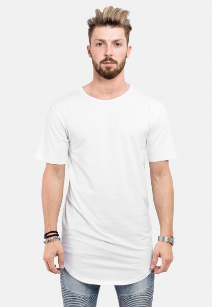 Round Longshirt T-Shirt Weiß