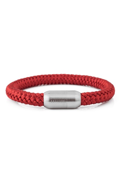 Portus Nautical Rope Bracelet Matte Silver - Wine-Red