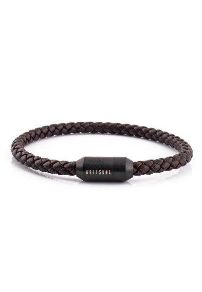 Pulsera de cuero Silvus Negro mate - Marrón