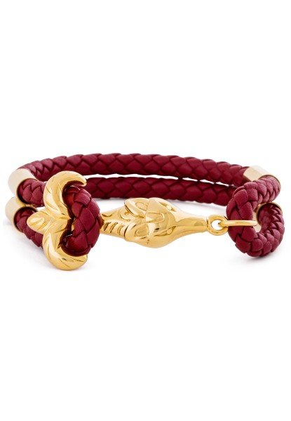 Vulpes Leather Bracelet Gold - Burgundy