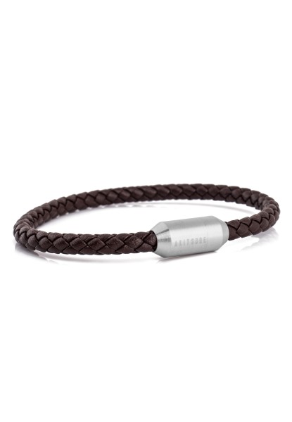 Pulsera de cuero Silvus Plata - Marrón