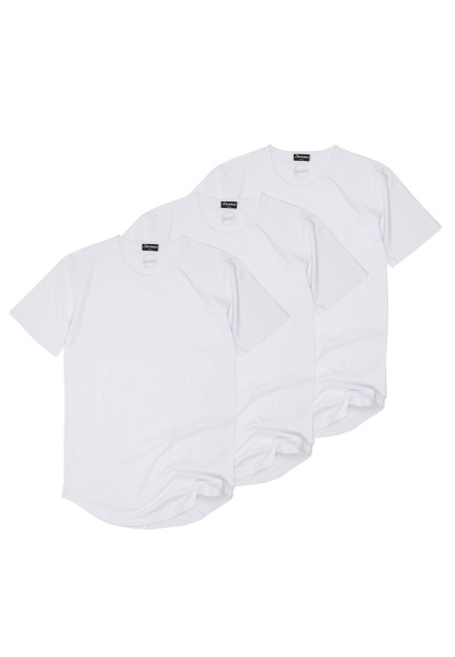3x Pack Round Longshirt T-Shirt - Weiß