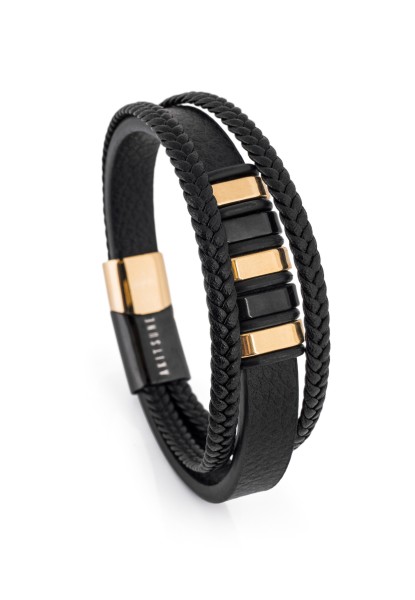 Fabula Lederarmband - Gold Schwarz