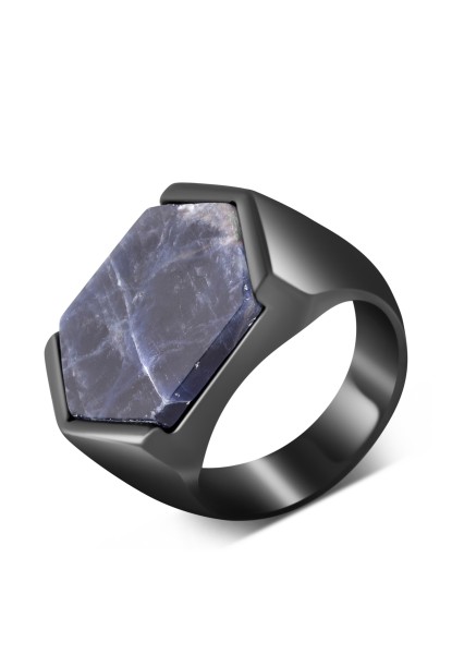 Abyss Ring Mattschwarz - Blau Archat