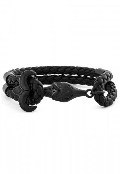 Bracelet Vulpes en cuir noir mat - Noir