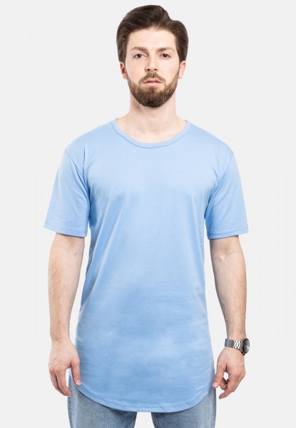 Camiseta redonda de manga larga azul cielo