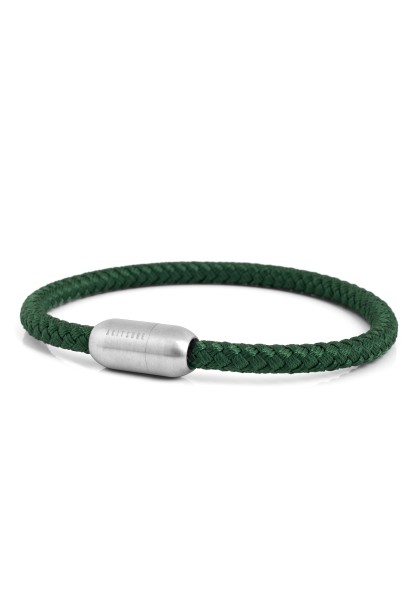 Bracelet en nylon Silvus - Argent mat - Vert foncé